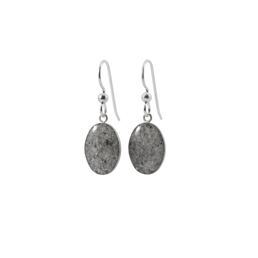 Small Oval Dangle Earrings - Silver