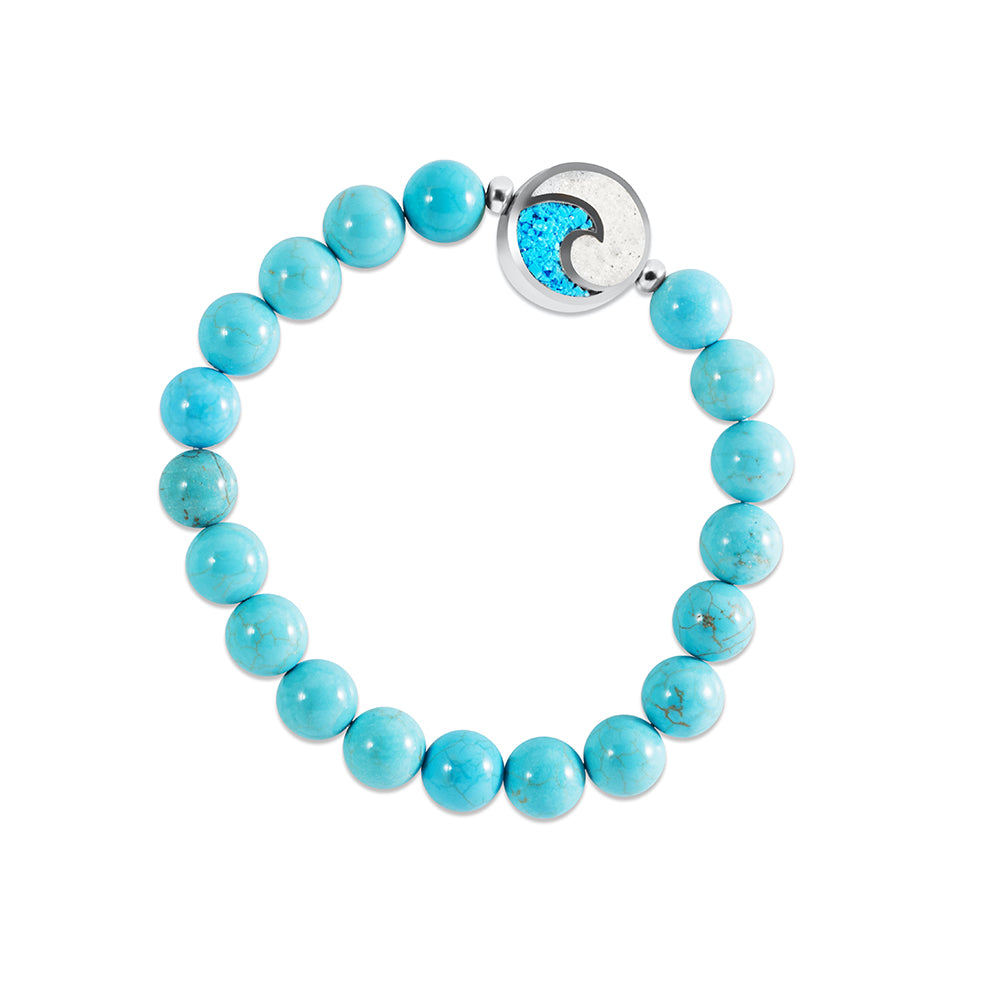 Wave Beaded Bracelet - Turquoise and Silver